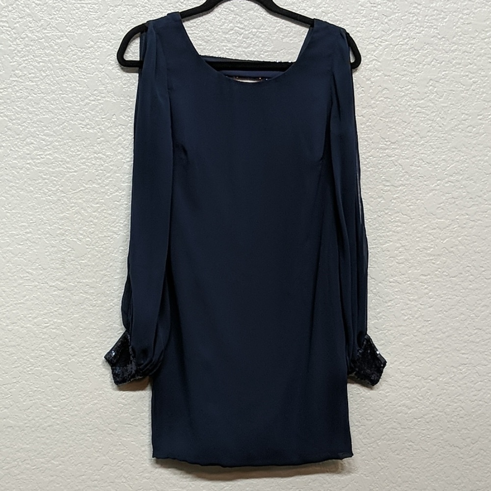 Navy blue dress with sequins detail